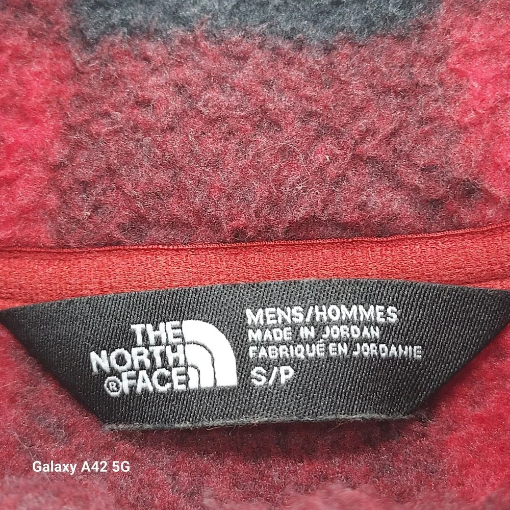 The North Face Mens Gordon Lyons 1/4 Zip Fleece Buffalo Plaid Red Black Small